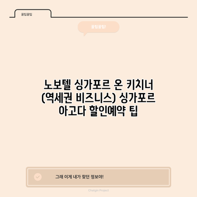 노보텔 싱가포르 온 키치너 (역세권 비즈니스) 싱가포르 아고다 할인예약 팁