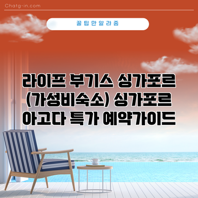 라이프 부기스 싱가포르 (가성비숙소) 싱가포르 아고다 특가 예약가이드