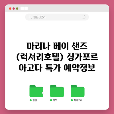 마리나 베이 샌즈 (럭셔리호텔) 싱가포르 아고다 특가 예약정보