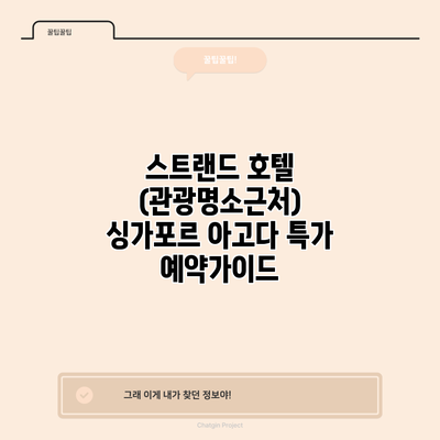스트랜드 호텔 (관광명소근처) 싱가포르 아고다 특가 예약가이드