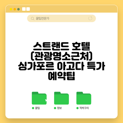 스트랜드 호텔 (관광명소근처) 싱가포르 아고다 특가 예약팁