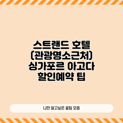 스트랜드 호텔 (관광명소근처) 싱가포르 아고다 할인예약 팁
