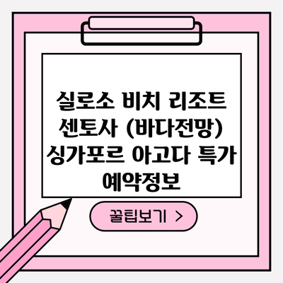 실로소 비치 리조트 센토사 (바다전망) 싱가포르 아고다 특가 예약정보