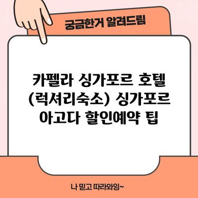 카펠라 싱가포르 호텔 (럭셔리숙소) 싱가포르 아고다 할인예약 팁