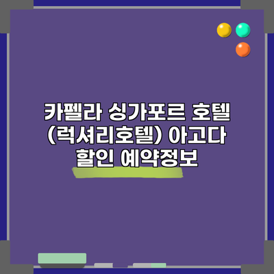 카펠라 싱가포르 호텔 (럭셔리호텔) 아고다 할인 예약정보