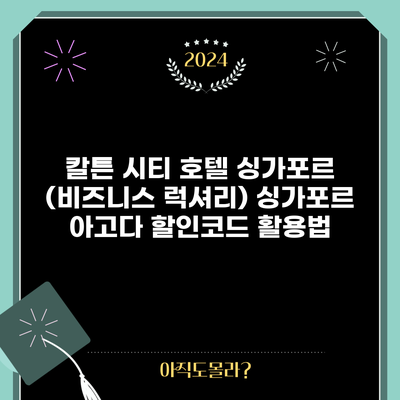 칼튼 시티 호텔 싱가포르 (비즈니스 럭셔리) 싱가포르 아고다 할인코드 활용법