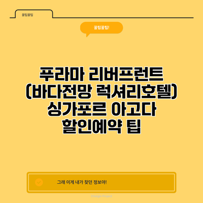 푸라마 리버프런트 (바다전망 럭셔리호텔) 싱가포르 아고다 할인예약 팁